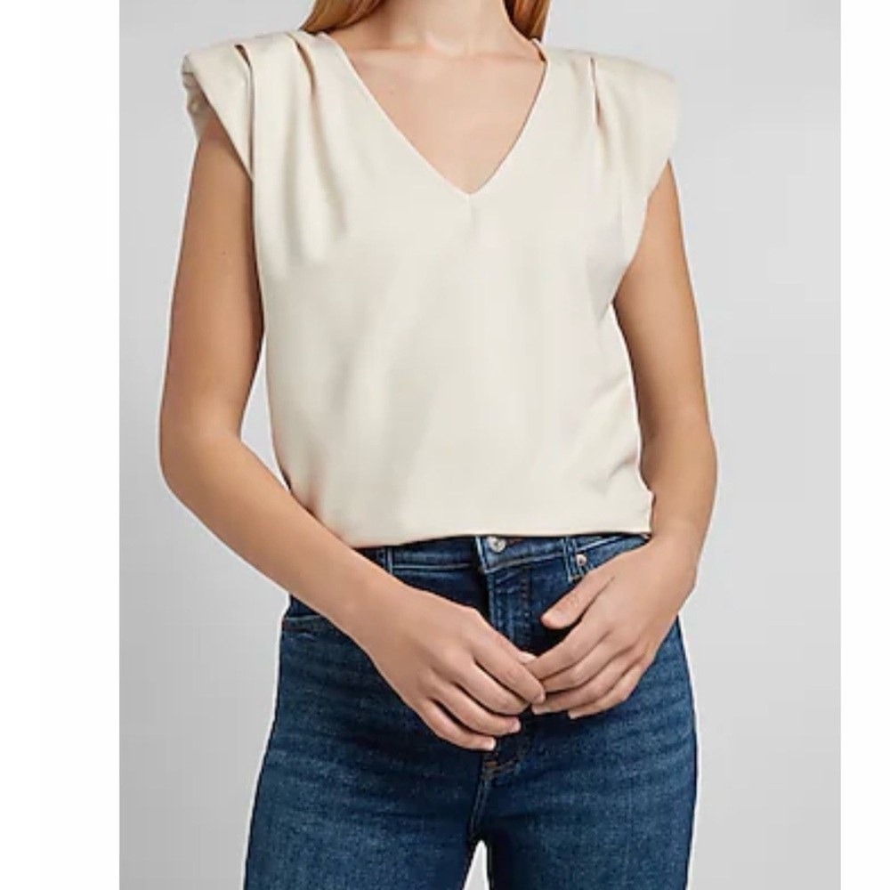 Express Creamy Beige V-Neck Top NWT